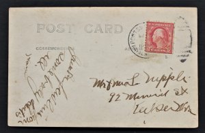 US #499e Used Single Booklet Stamp on Naval Post Card 1918