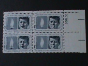 ​UNITED STATES-SC#1246-JOHN F KENNEDY-MNH-IMPRINT PLATE BLOCK-60 YEARS OLD