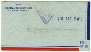 Philippine Islands 6c, 10c(3) clipper airmail to Netherland East Indies, 1940
