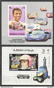 1971 Ajman Air Mail Cars Auto Racing Michel 12.5 Euro 2Bl ** Ar142