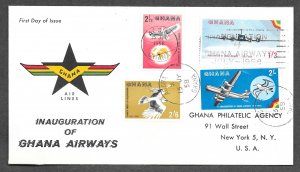 Ghana 32-35: Palm-nut Vulture, Planes, FDC, F-VF