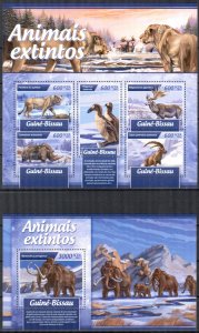 Guinea Bissau 2017 Endangered Animals Lions Goats Rhinos sheet + S/S MNH