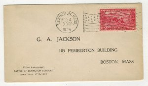1925 OLD FDC 618-1 BETTER GA JACKSON 1ST CACHET LEXINGTON MA FLAG CXL CV $150