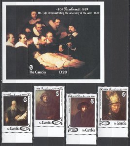 B0267 Gambia Art Paintings Rembrandt #1789-92 1Set+1Bl Mnh