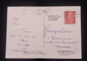 D)1955, SPAIN, POSTCARD CIRCULATED IN SPAIN, WITH STAMP, BASIC SERIES,