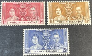 BRITISH VIRGIN ISLANDS # 73-75-USED---COMPLETE SET---1937