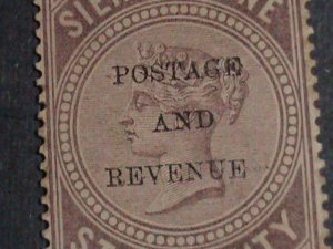 SIERRA LEONE STAMP-1859 QUEENS VICTORIA REVENUE DUTY MINT STAMP-150 YEARS OLD