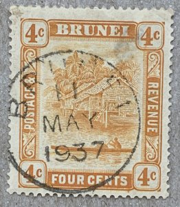 Brunei 1929 4c orange SON 1937 cds but has thin.  Scott 48.   SG 65