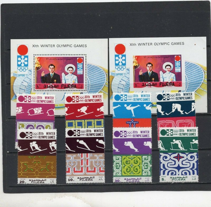 FUJEIRA 1971 WINTER OLYMPIC GAMES SAPPORO SET OF 8 STAMPS & 2 S/S MNH