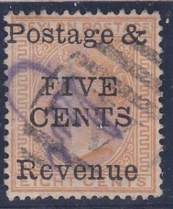 Ceylon # 118, Surcharged Stamp, Used, 1/3 Cat.