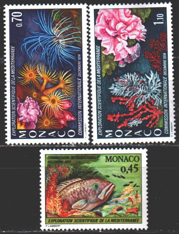 Monaco. 1974. 1138-40. Corals, fish. MVLH.