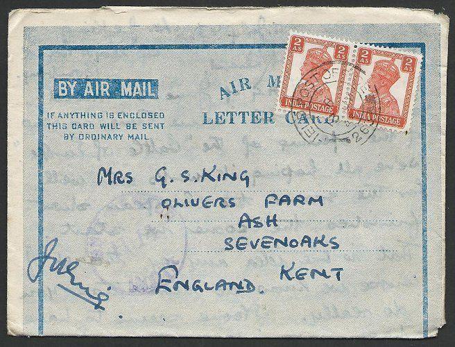 INDIA 1943 censored airletter to UK, India stamps Br FPO 263 cds...........48710