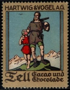 Vintage Germany Poster Stamp Hartwig & Vogel Tell Cacao and Chocolate