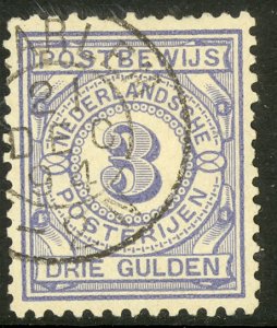 NETHERLANDS 1884 3gld Postbewijszegels POSTAL ORDER STAMP Mi.PW4 VFU