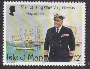 Isle of Man # 176, King Olav V of Norway Visit, NH, 1/2 Cat,