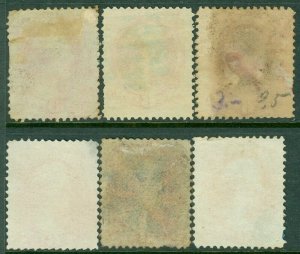 EDW1949SELL : USA 1869 Scott #148. 6 stamps. Used 3 Red, 3 Blue cancels Cat $169