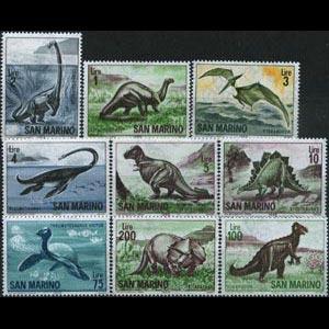 SAN MARINO 1965 - Scott# 612-20 Dinosaurs Set of 9 NH