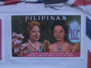 ​PHILIPPINES -1966-3 MINT & 3 USED PICTORIAL LARGE  STAMPS ON USED COVER VF