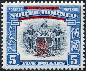 North Borneo 1947 $5 indigo & pale blue SG349 unused