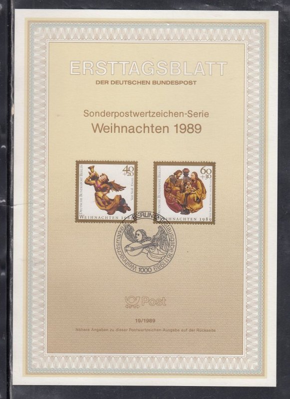 Berlin Scott 9NB275-6 Ersttagsblatt FDC - Christmas 1989