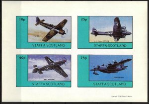 {ST296} Staffa Scotland Airplanes (8) Sh.4 Imperf. MNH Local Cinderella !!