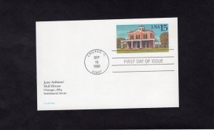 UX134 Hull House, FDC, no cachet