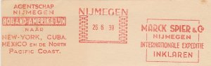 Meter card Netherlands 1939 Holland America Line - Agency Nijmegen - New York - 