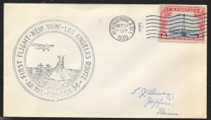 UNITED STATES First Flight Cover 1930 Albuquerque to New York