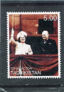 Tajikistan 2000 QUEEN MOTHER & CHURCHILL 1 value Perforated Mint (NH)