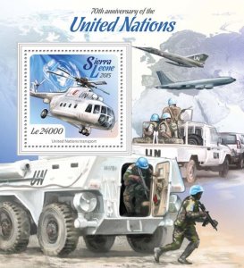 SIERRA LEONE - 2015 - U. N. O., 70th Anniv - Perf Souv Sheet - Mint Never Hinged