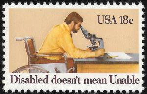 Sc 1925   18¢ Disabled doesn't mean Unable Single, MNH