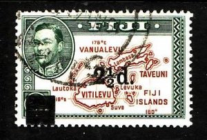 Fiji-Sc#136-used 2&1/2p on 2p surcharged-Maps-id2-1941-