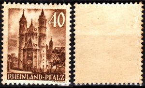 GERMANY / French Zone RHEINLAND-PFALZ 1948. 40(Pf) Worms Cathedral, MNH
