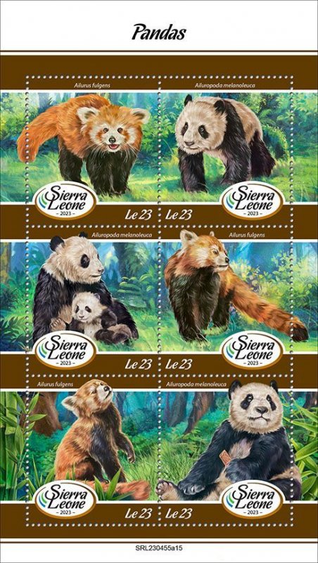 SIERRA LEONE - 2023 - Pandas - Perf 6v Set - Mint Never Hinged