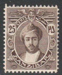 Zanzibar Scott 126 - SG252, 1913 Sultan 25c MH*