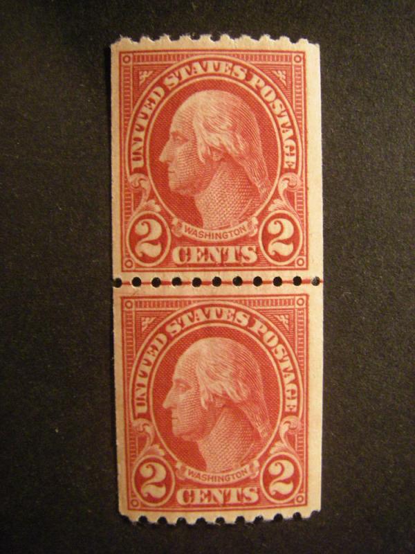 Scott 606, 2c verticle Washington, Line Pair, MNH Beauty