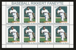 Stamps. Sports Baseball Rikkert Faneyte Benin 2022 year ,1 sheet perforated  NEW