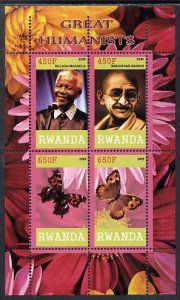 RWANDA - 2009 - Great Humanists #1 - Perf 4v Sheet - MNH - Private Issue