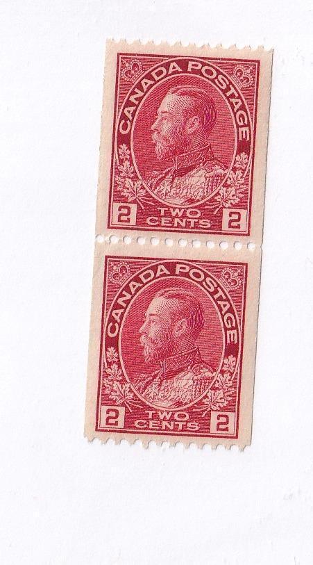 Canada 133 Vf Mnh Pair KGV 3cts Coil CAT Value 100 Canada General canada-133-vf-mnh-pair-kgv-3cts-coil-cat-value-100-canada-general