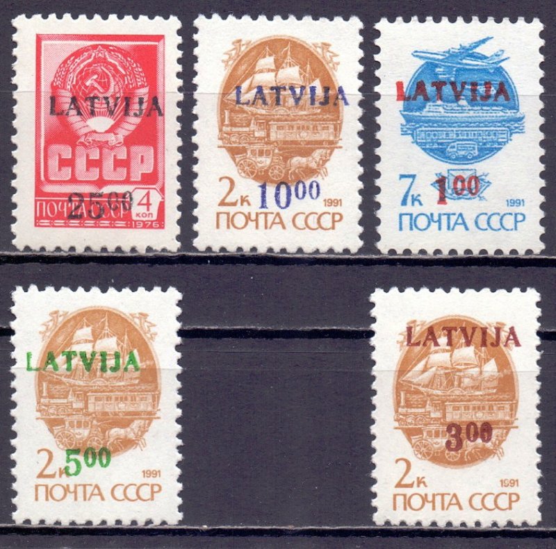 Latvia. 1992. 335-39. Overprint standard. MNH. 