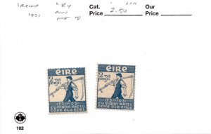Ireland, Postage Stamp, #84 (2 Ea) Mint NH, 1931 Farmer (AG)