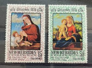 (1919) BRITISH NEW HEBRIDES 1970 : Sc# 142-143 MNH VF CHRISTMAS VIRGIN AND CHILD