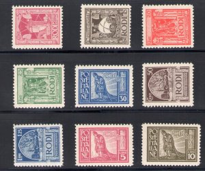 1929 EGEAN, no. 3/11, Serrated Pictorial Series 11, 9 MNH Values **