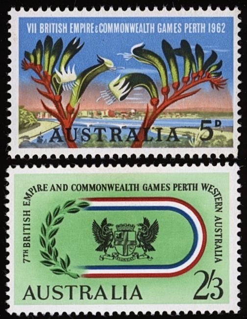 AUSTRALIA VF/NH Sc 349-50 Perth 1962 Commonwealth Games Complete Set