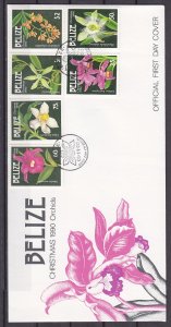 Belize, Scott cat. 957-961. Christmas issue with Orchids. First day cover. ^