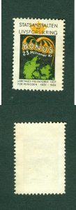 Denmark. Poster Stamp.  Statsanstalten Life Insurance. Bonus.Map,Denmark,