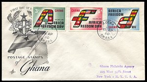 Ghana 75-77, FDC, Africa Freedom Day