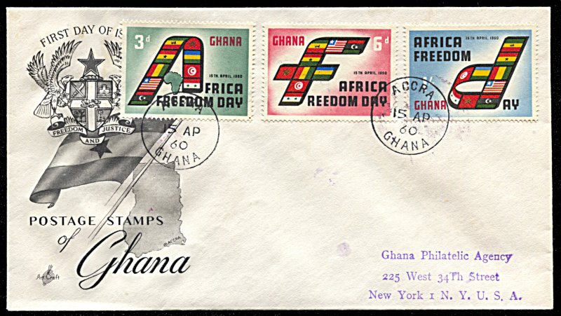 Ghana 75-77, FDC, Africa Freedom Day