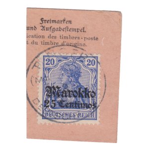 GERMANY OFFICES IN MOROCCO 1905 - 19. SCOTT # 84. SERIE A16. USED. # 11