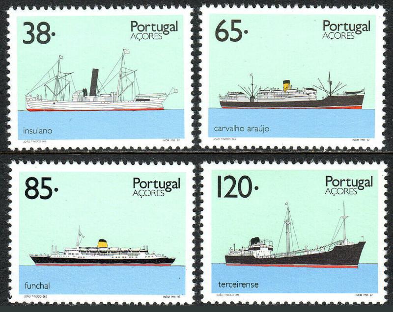 Portugal Azores 410-413, MNH. Ships, 1992